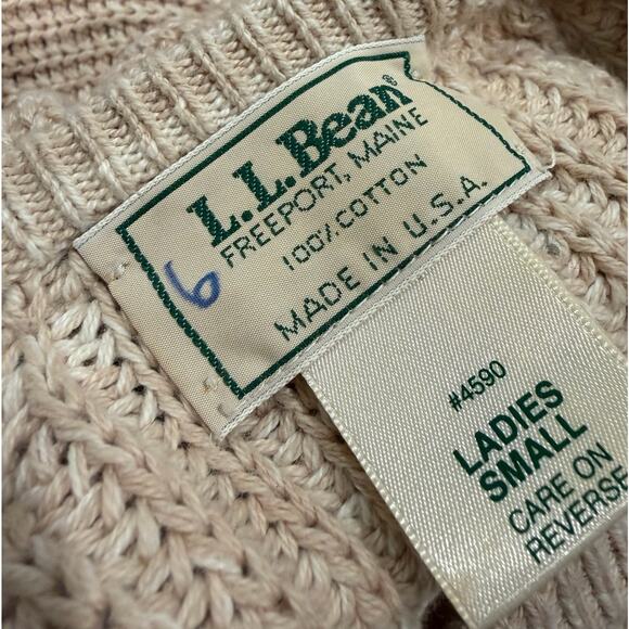 Vintage LL Bean Sweater Cotton Knit Pullover Small Fishermancore Coastal Grandma - Picture 5 of 5